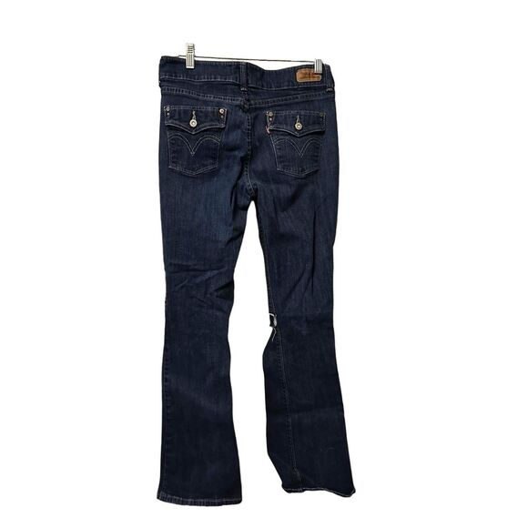 Women’s Levi’s 526 28 X 32 Slender Bootcut Dark Blue Jeans Distressed - Picture 2 of 6